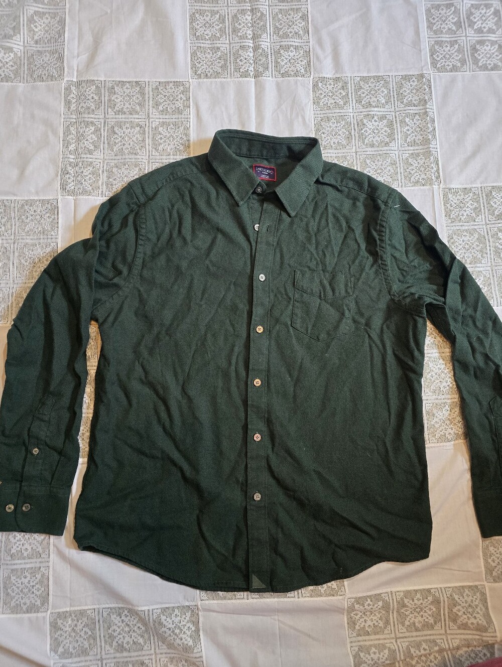 Untuckit Classic Men's Forest Green Button-Up Shirt Size Large 100% Cotton